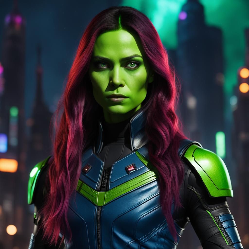 Gamora in Neon City: Russian Futurism Style