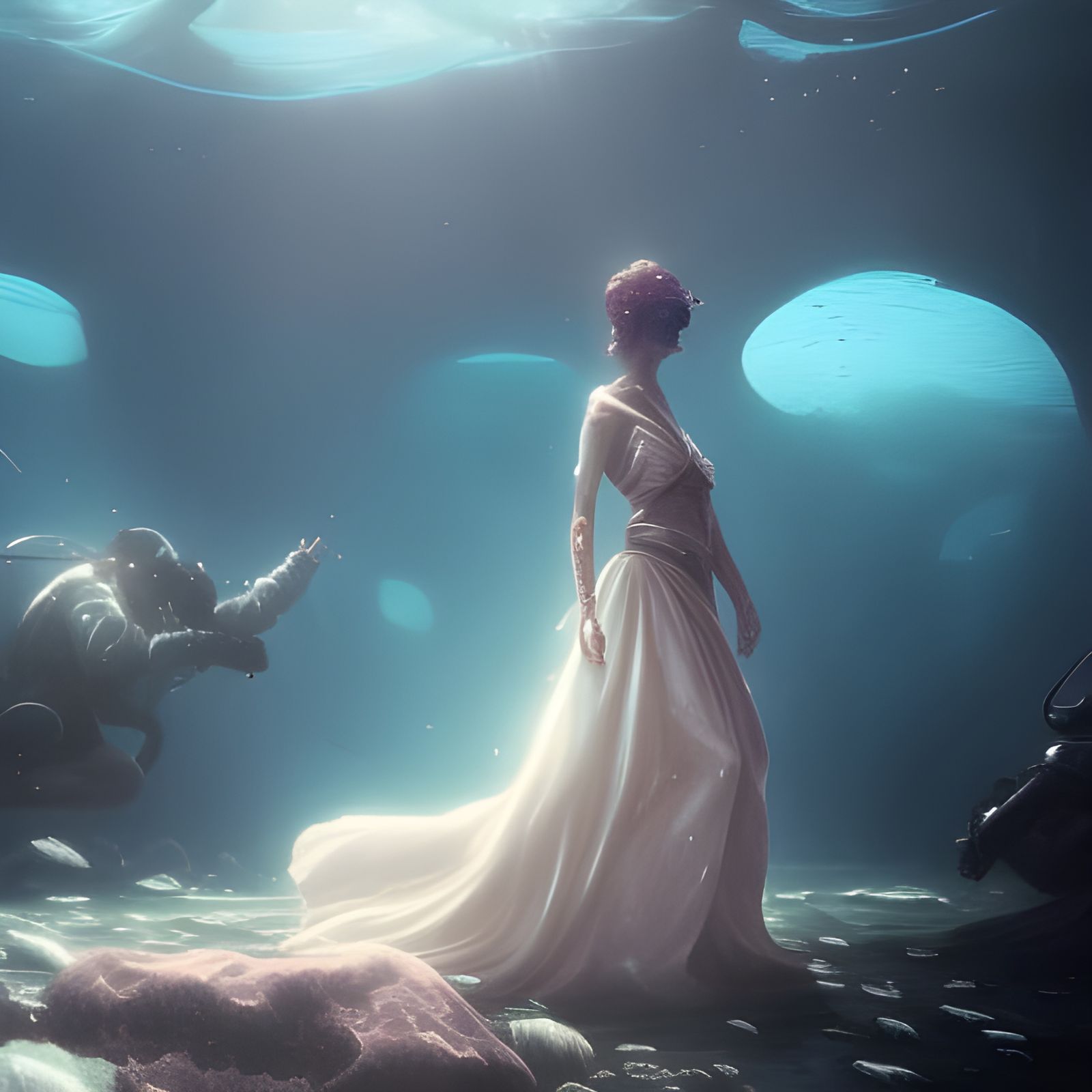Futuristic Underwater Wedding in Dark Fantasy Style