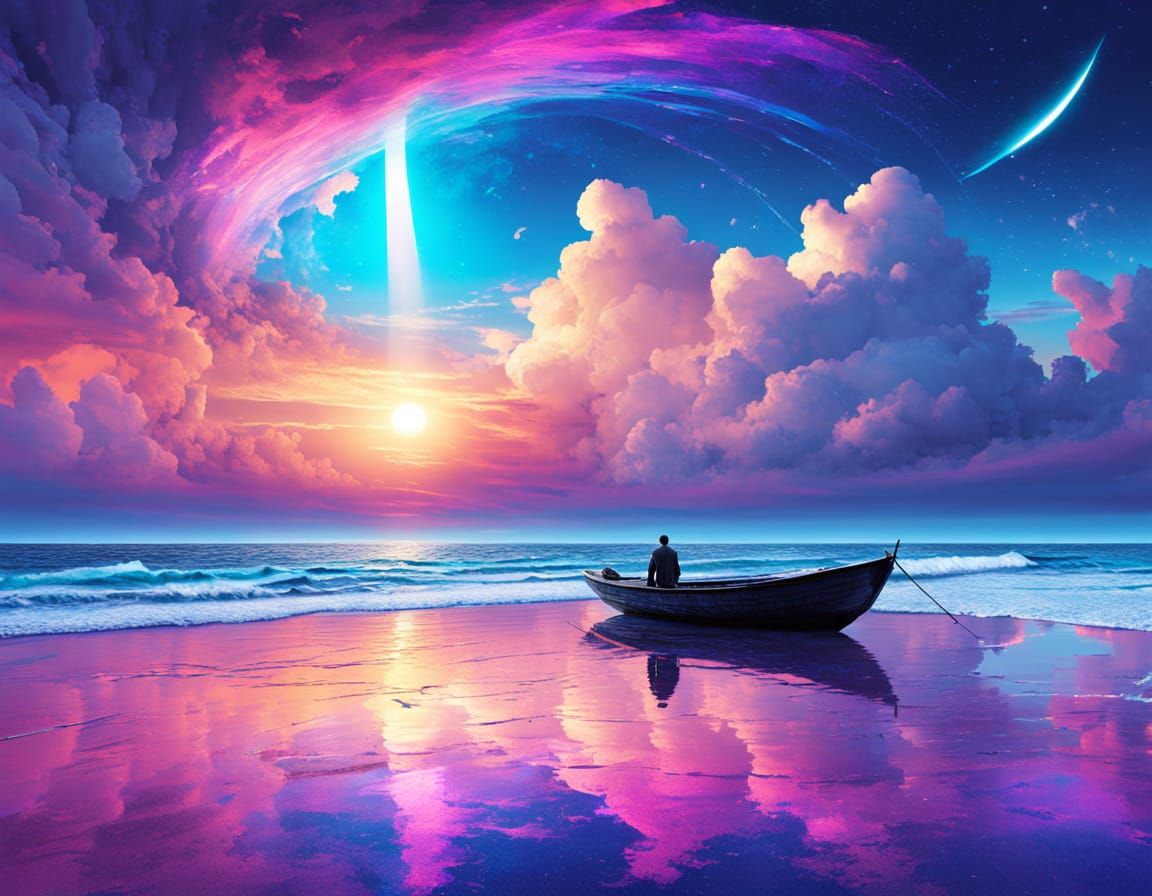 A Lone Traveler Embarks on a Futuristic Odyssey Across an En...