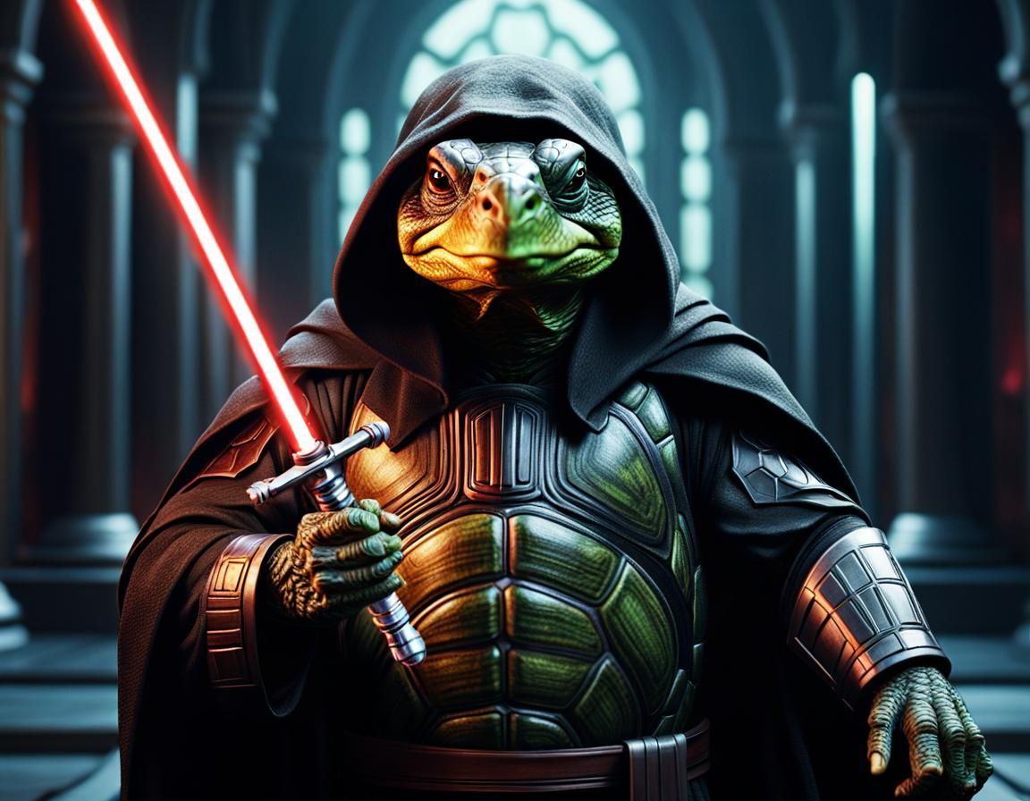 Anthropomorphic Turtle Sith Lord with Lightsaber