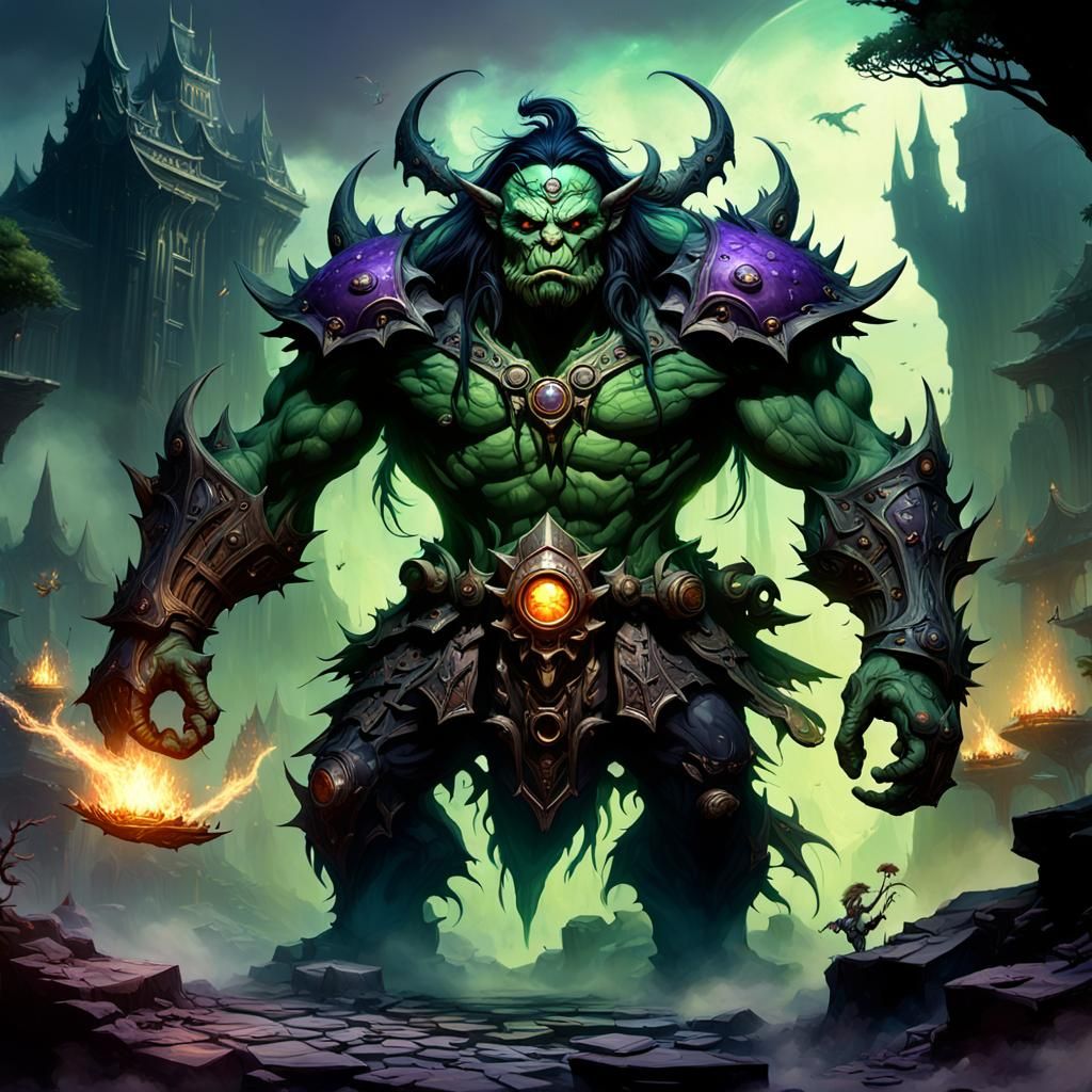 Dark Fantasy Orc with Spirits, 8k Resolution