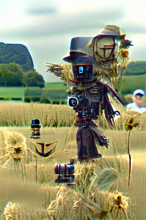 Scarecrow in Field with Sailor and Droid