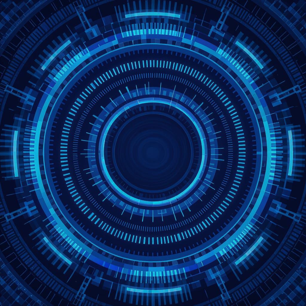 Futuristic Abstract Digital Art with Blue Geometric Patterns