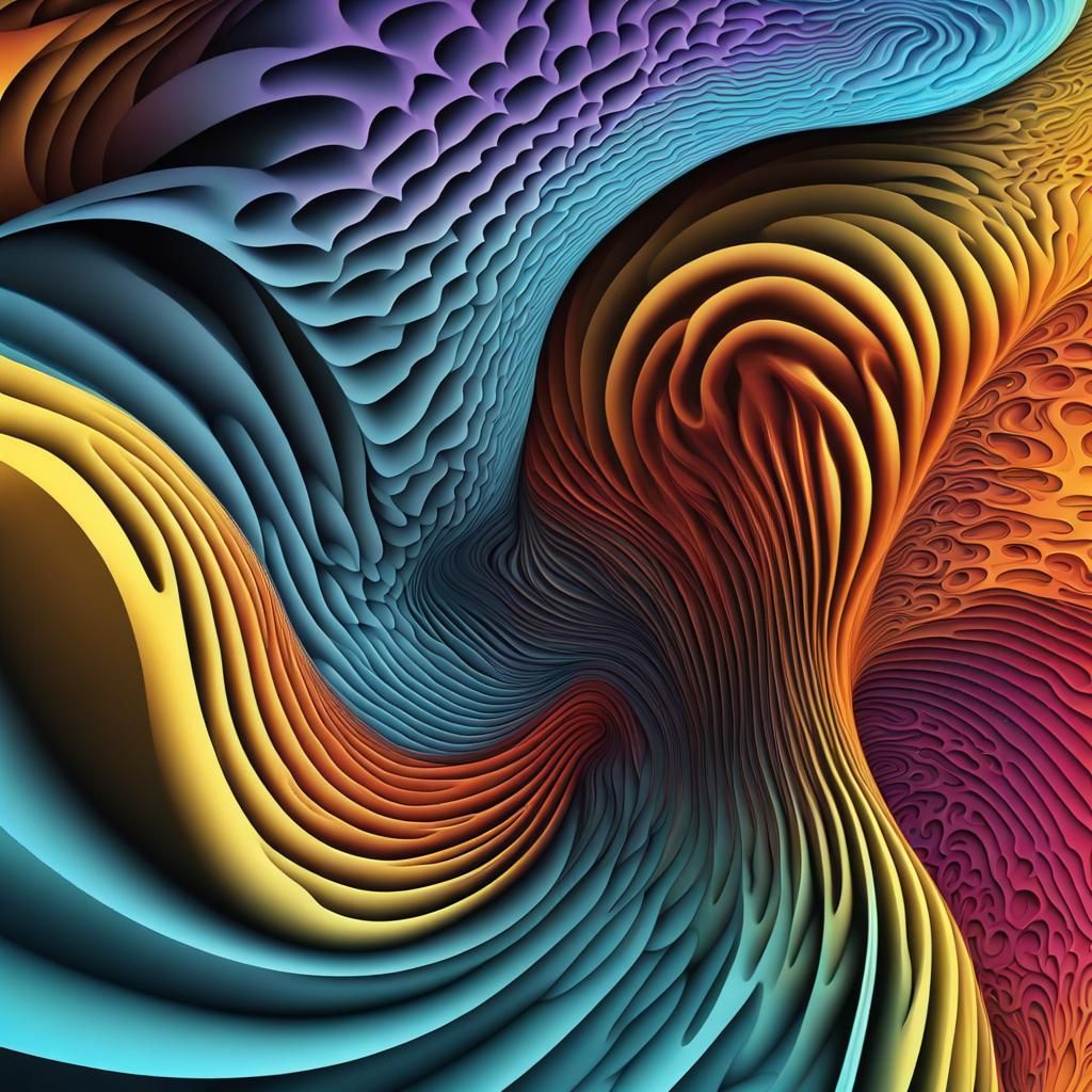 Abstract Vector Fractal with Zentangle in 3D