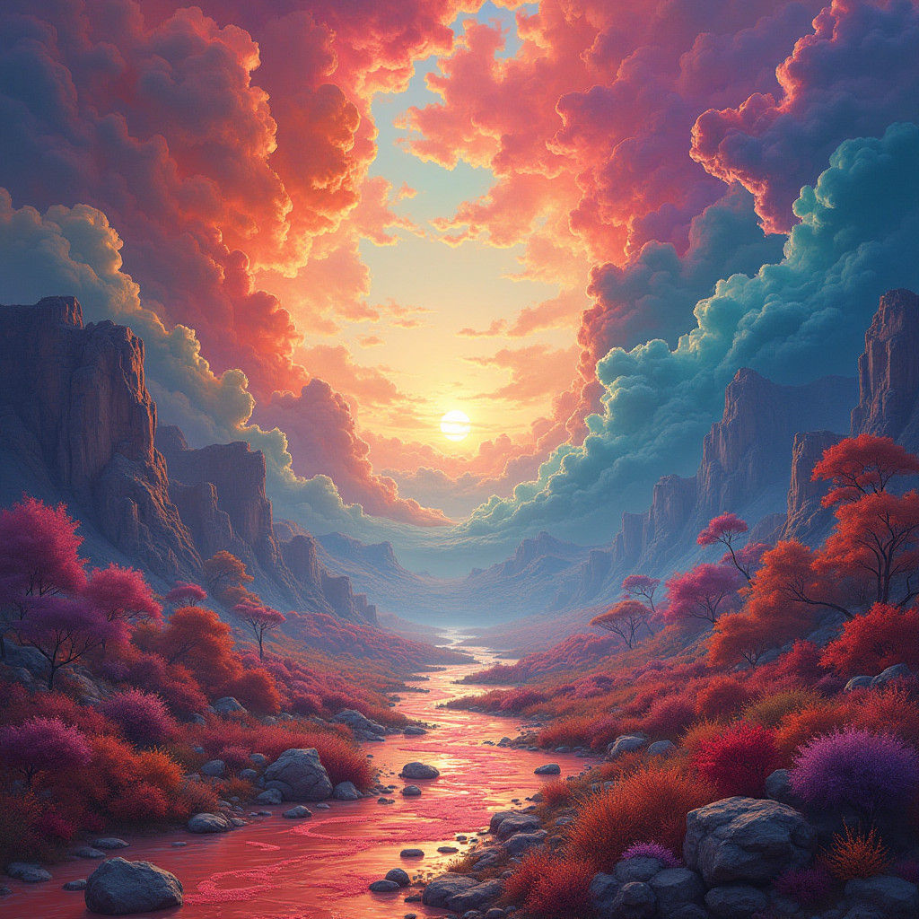 Dreamlike Post-Modern Surrealism with Vibrant Colors
