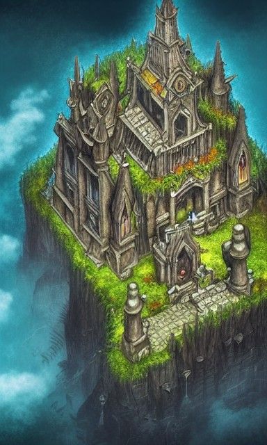Gothic Island Graveyard: Hand-Drawn RPG Map