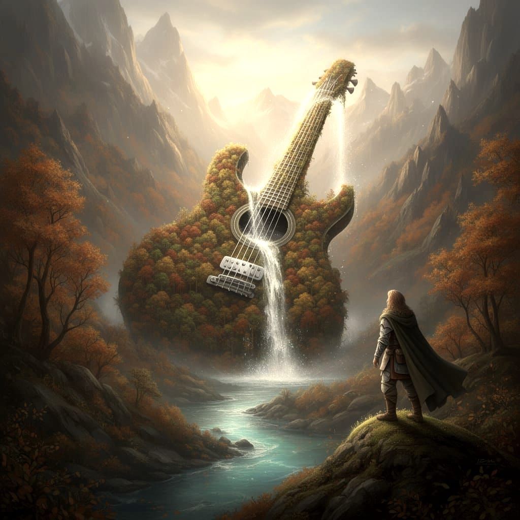 Giant Guitar Mountain Valley in Autumn's Embrace