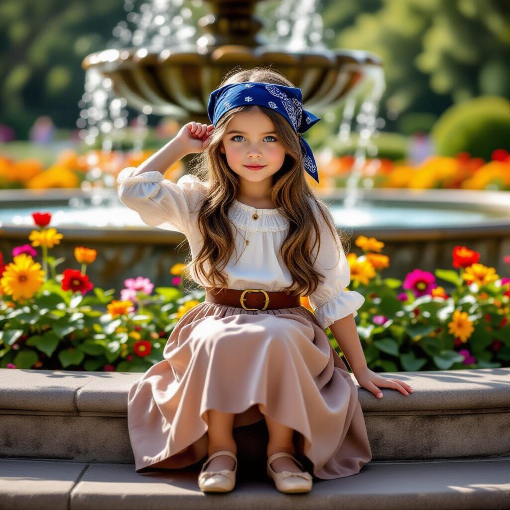 Girl in Garden, Baroque-style Portrait