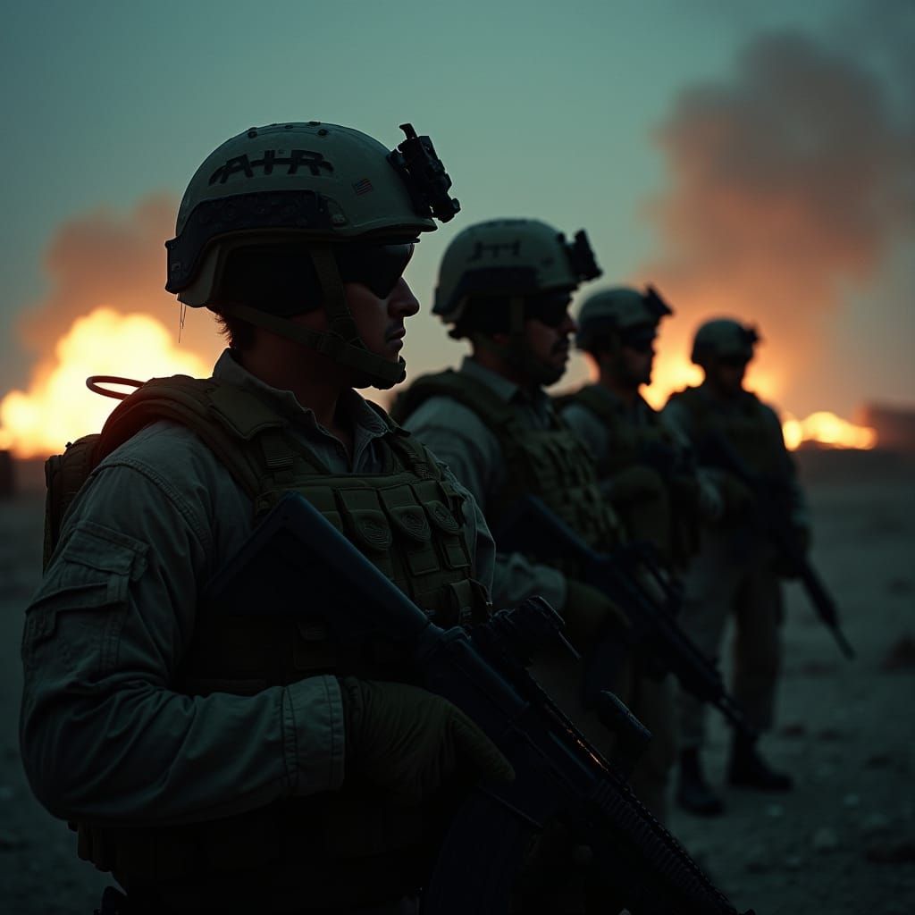 Warriors in Gritty, Cinematic Landscape