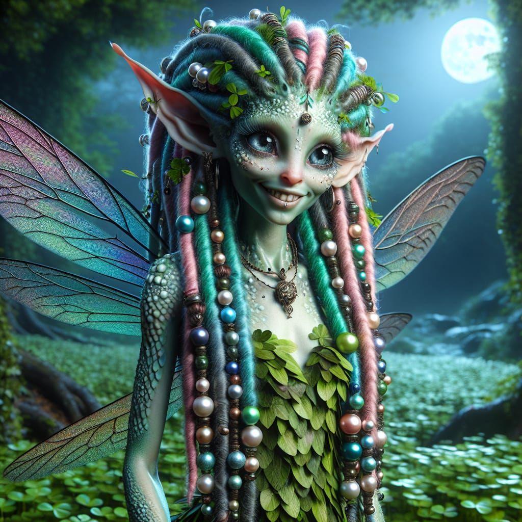Mystical Fairy with Dreadlocks in Lush Forest