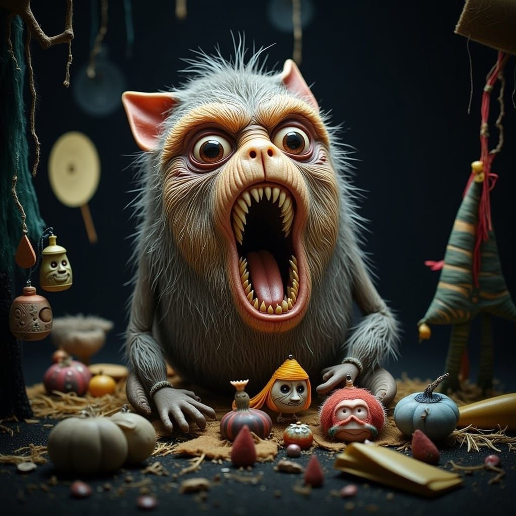 Grotesque Christmas Creature Devours Holiday Gifts