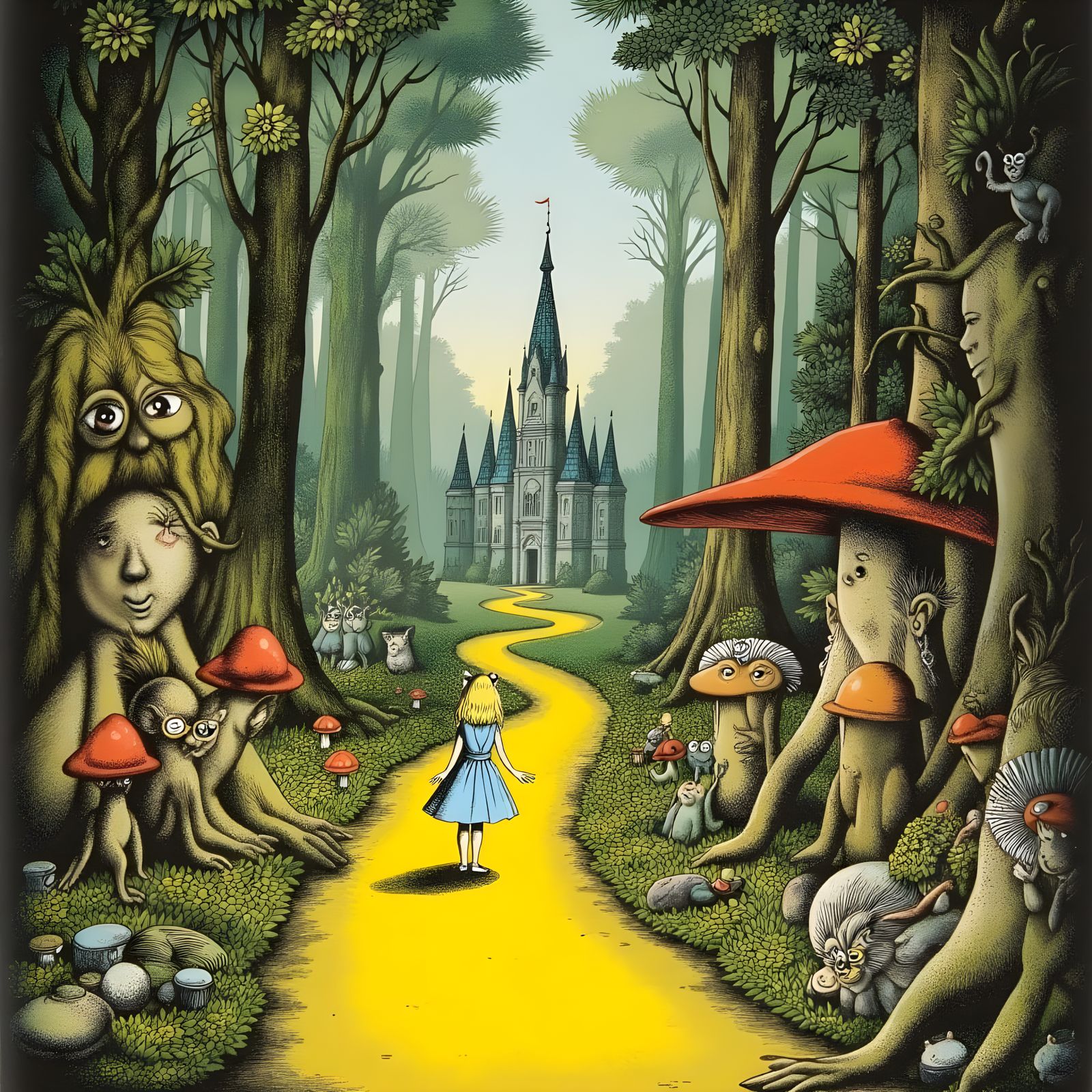 Alice Walks the Yellow Brick Road to a Mystical Castle