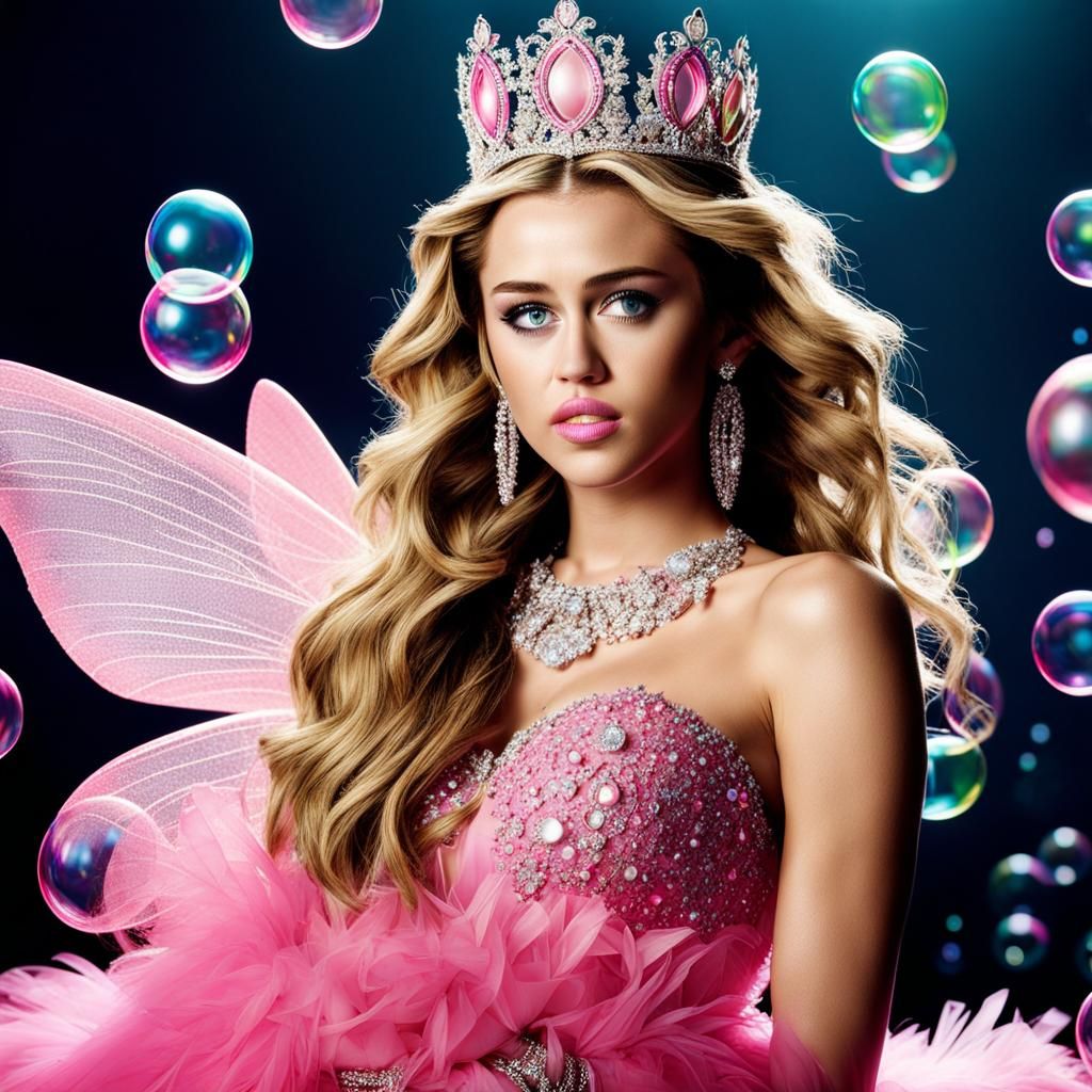 Fairy Queen with Tiara and Bubbles, Digital Art