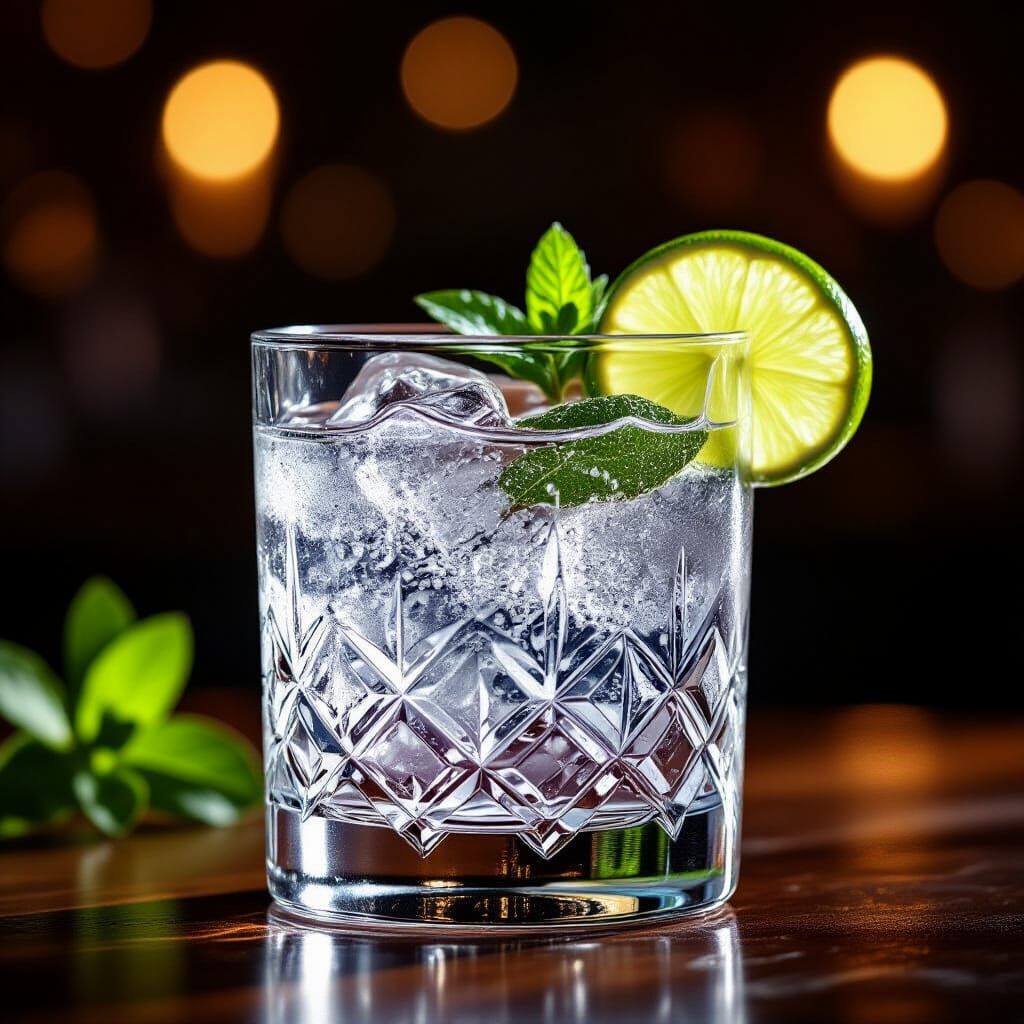 Refreshing Vodka Soda with Lime and Mint