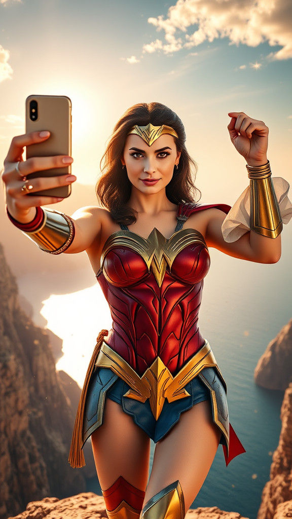 Wonder Woman Selfie in Themyscira, Digital Art