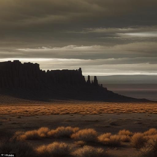 Desolate Landscape Concept Art with Atmospheric Lighting