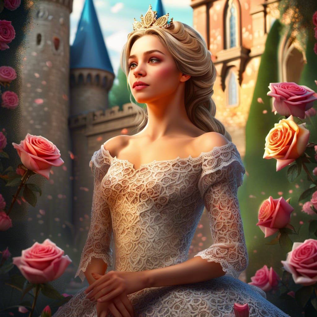 Princess in Rose Garden: Hyperrealistic Concept Art