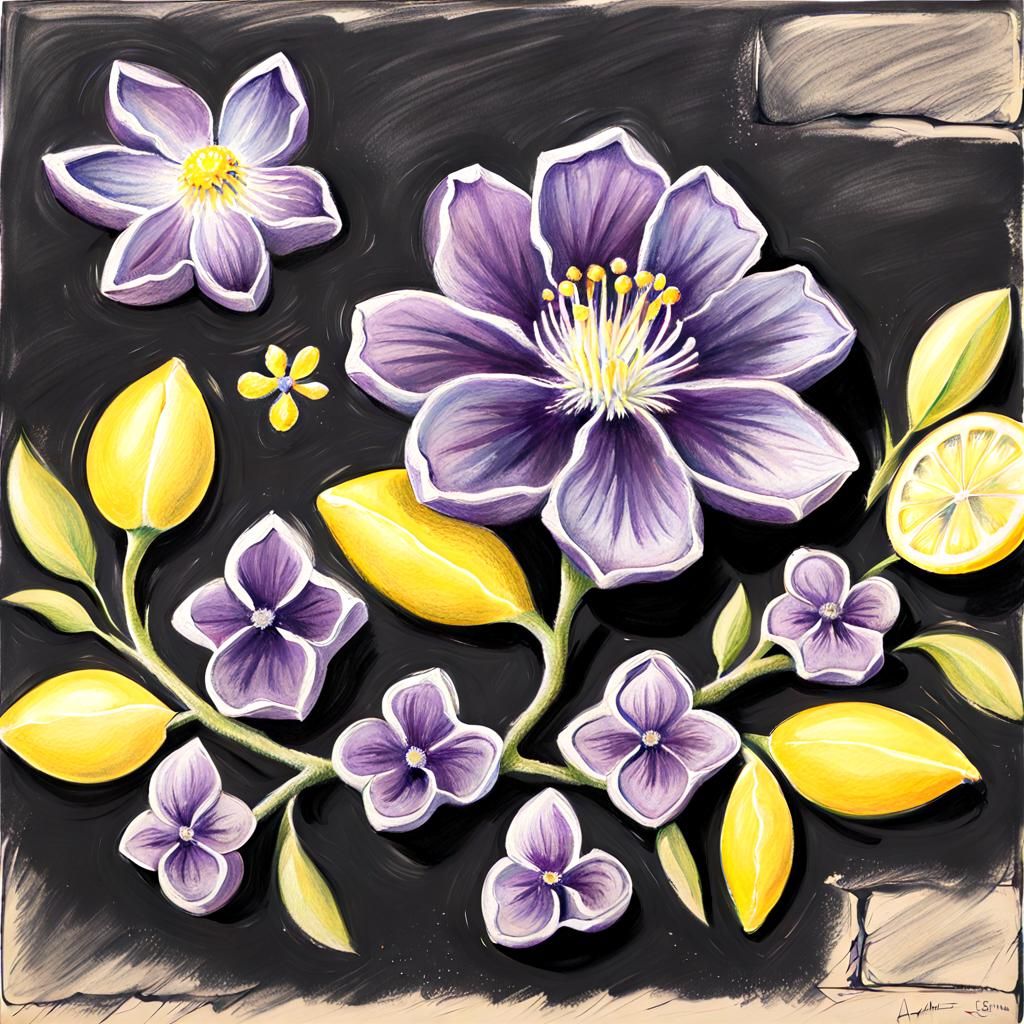 Sidewalk Chalk Flowers: Amethyst and Lemon