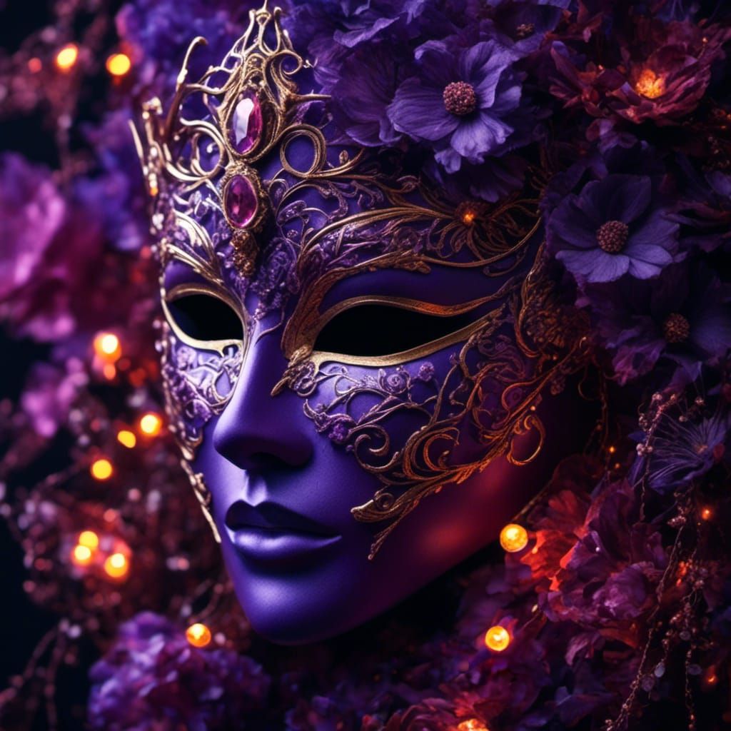 Elven Mask with Impasto Floral Pattern