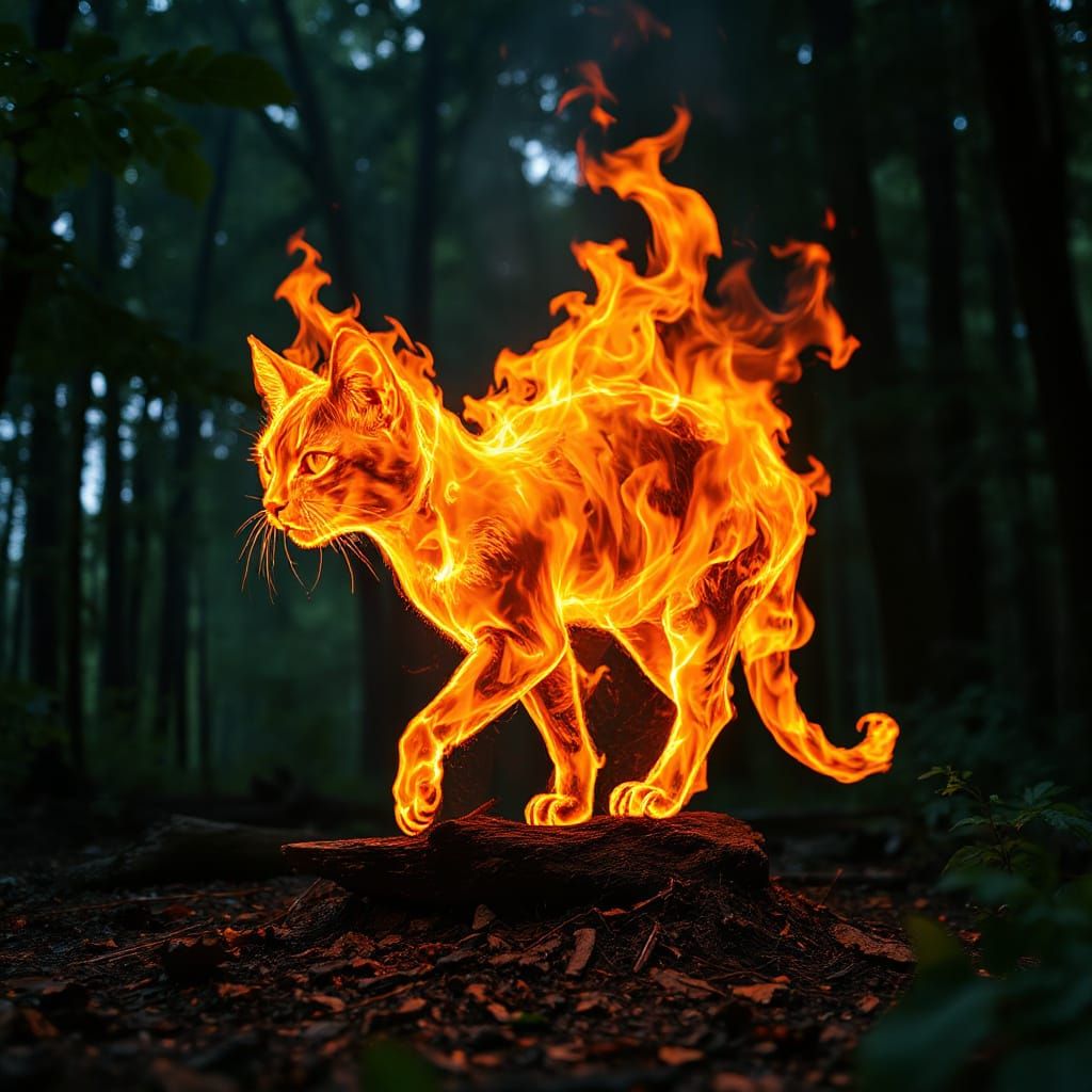Fiery Feline in Forest