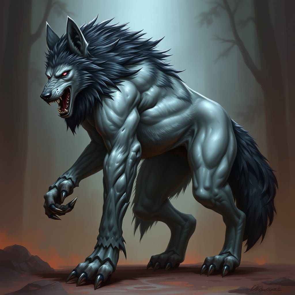 Imposing Worgen with Violet Eyes, in Gritty Realism