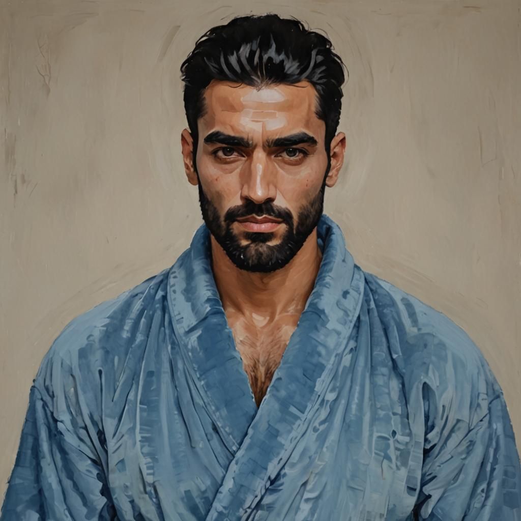 Impressionist Portrait of Man in Red Velvet Robe