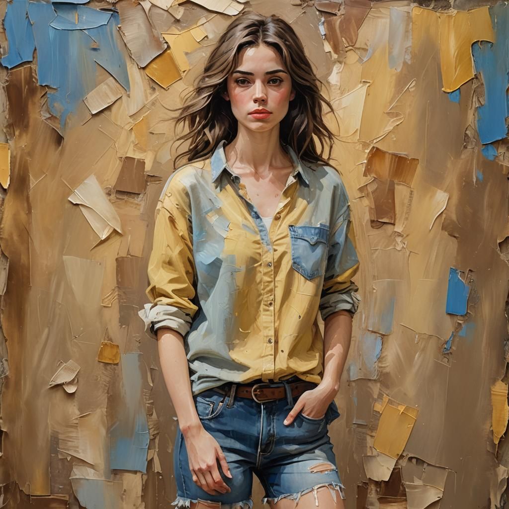 Impasto Oil Painting of a Girl in Earthy Tones