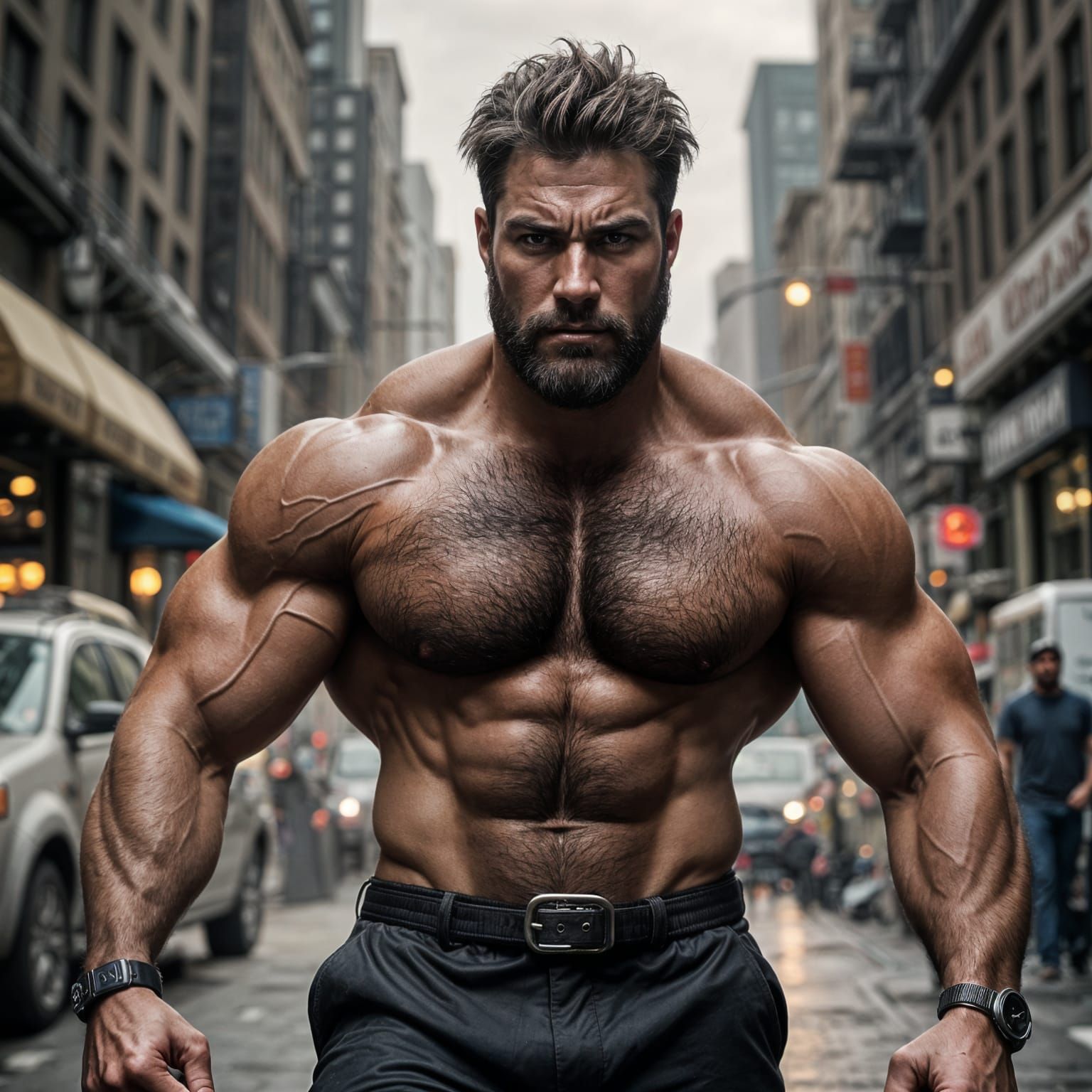 Muscular Muscle Bear Unleashes Herculean Punch Against Garga...