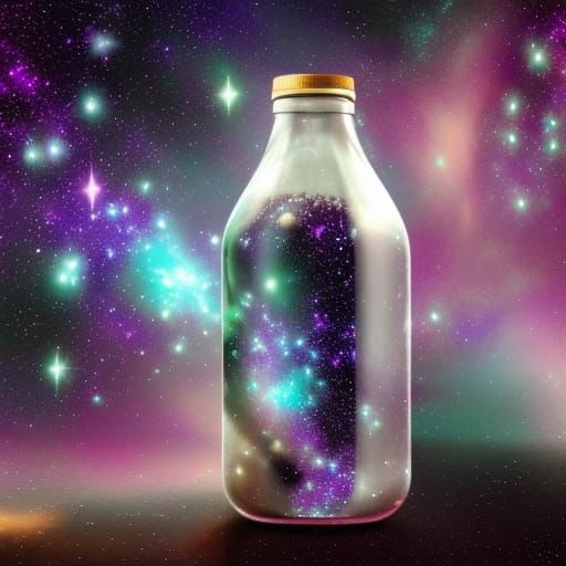 Milky Way Inside Glass Bottle: Marbled Galaxy Art