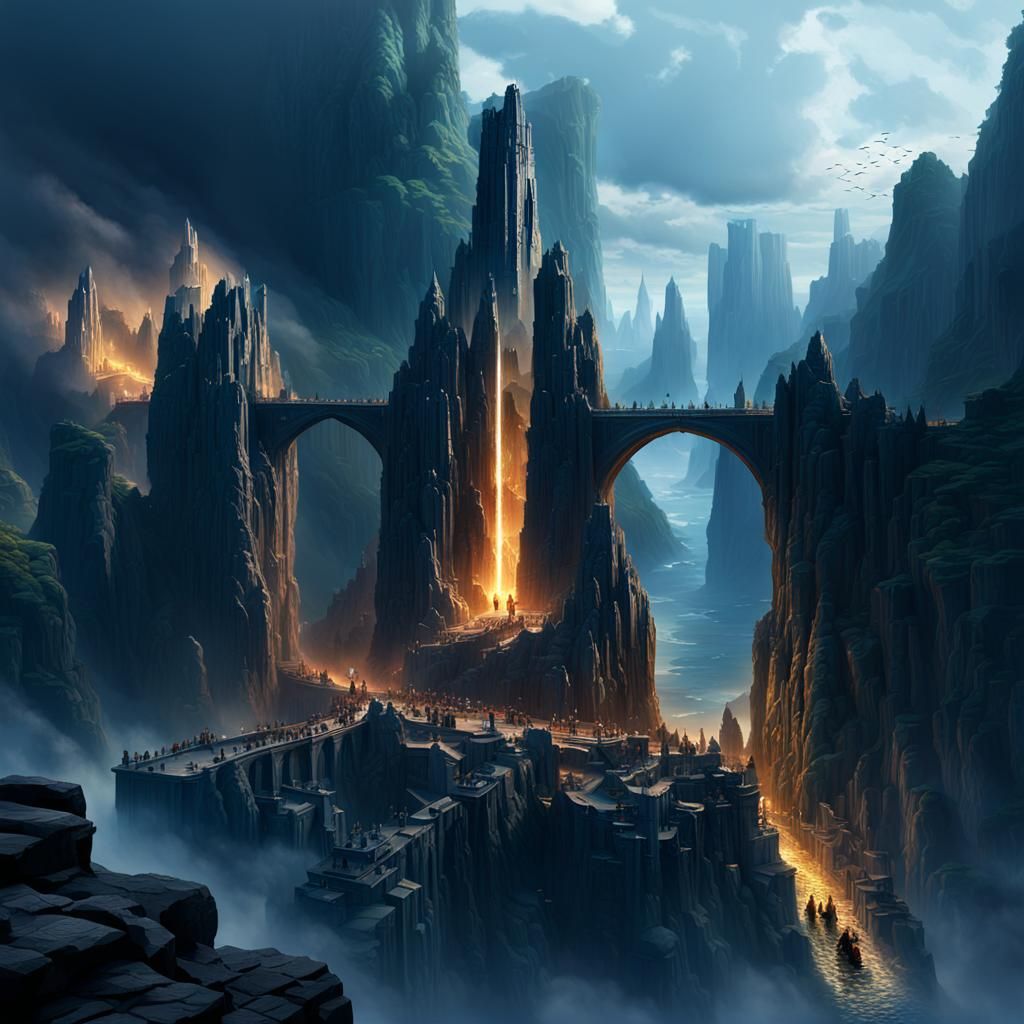 Epic Digital Painting of Argonath in Immersive Cinematic Sty...