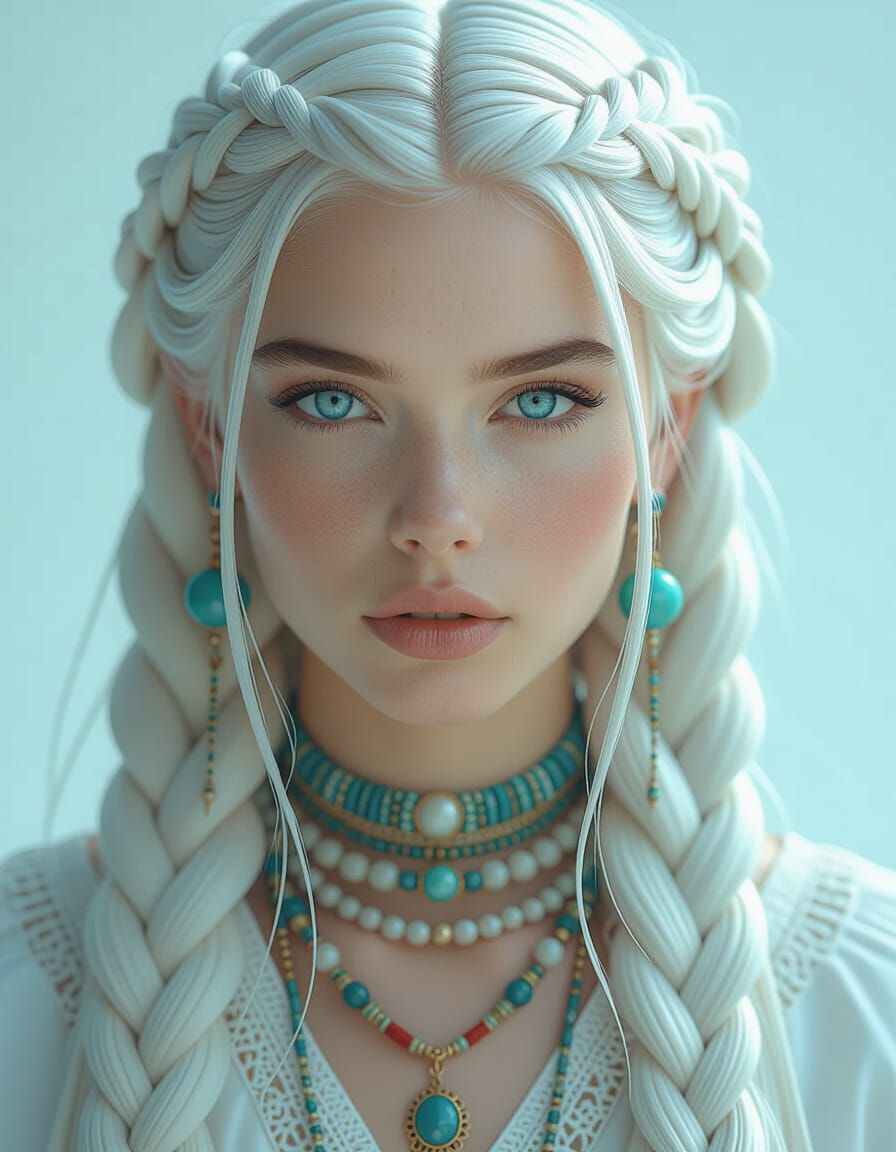 Intricate Braided Hairstyle with Beads and Threads