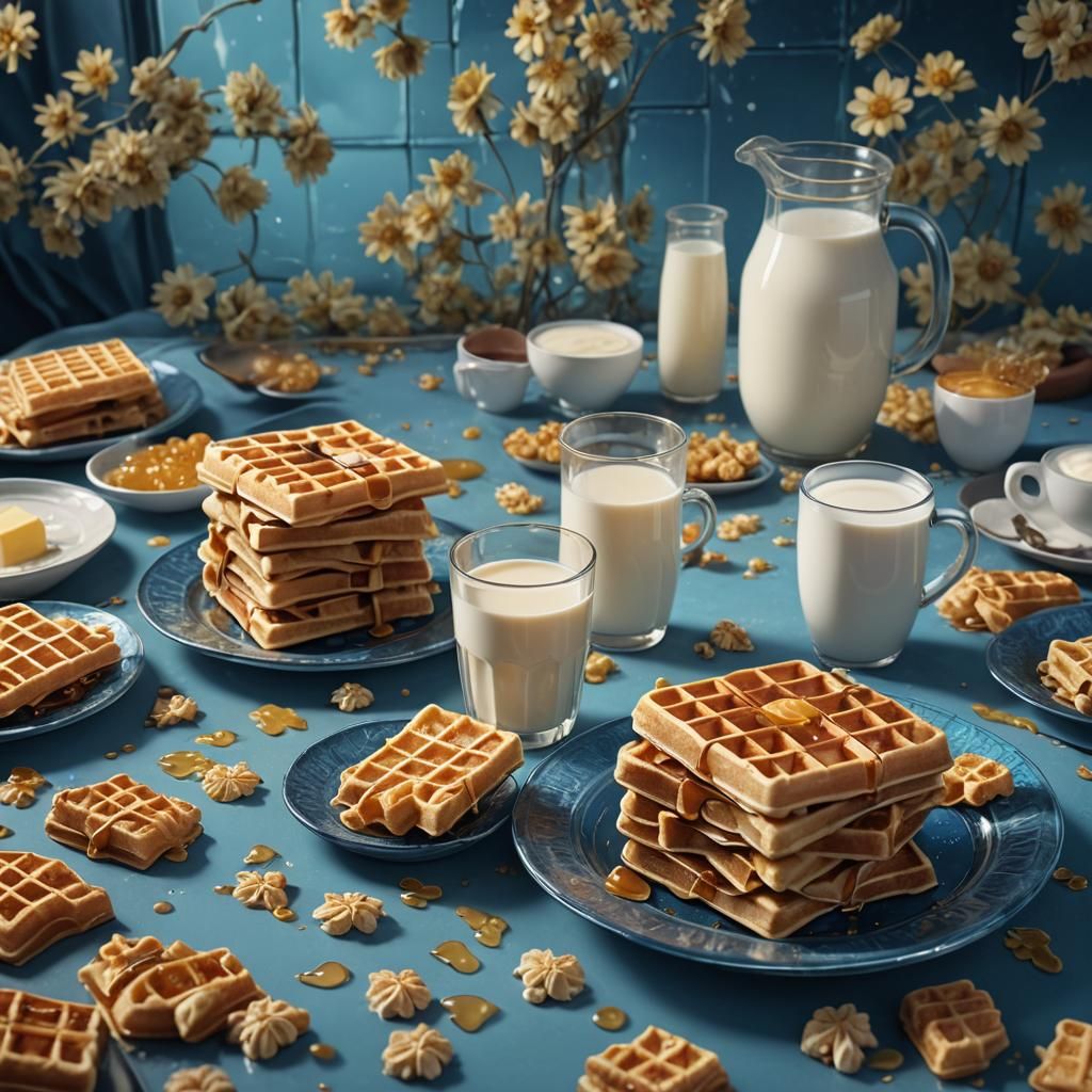 Waffles with Honey and Milk: Matte Painting