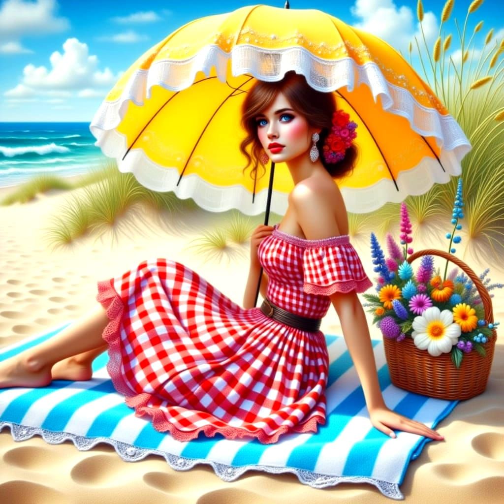 Gingham Beach Beauty in Summer Style