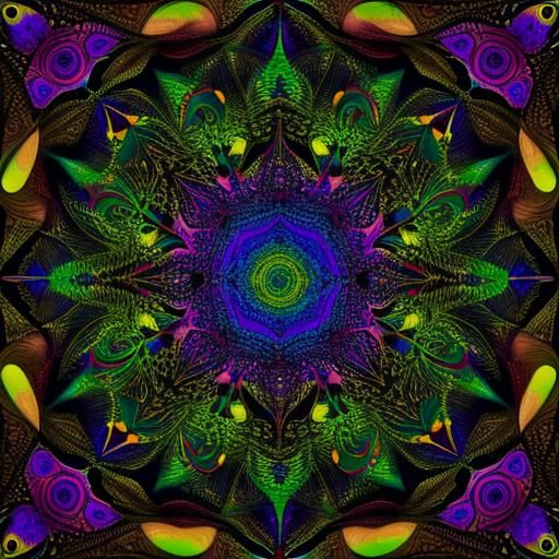 Eldritch Fractal Elegance in Psychedelic Art