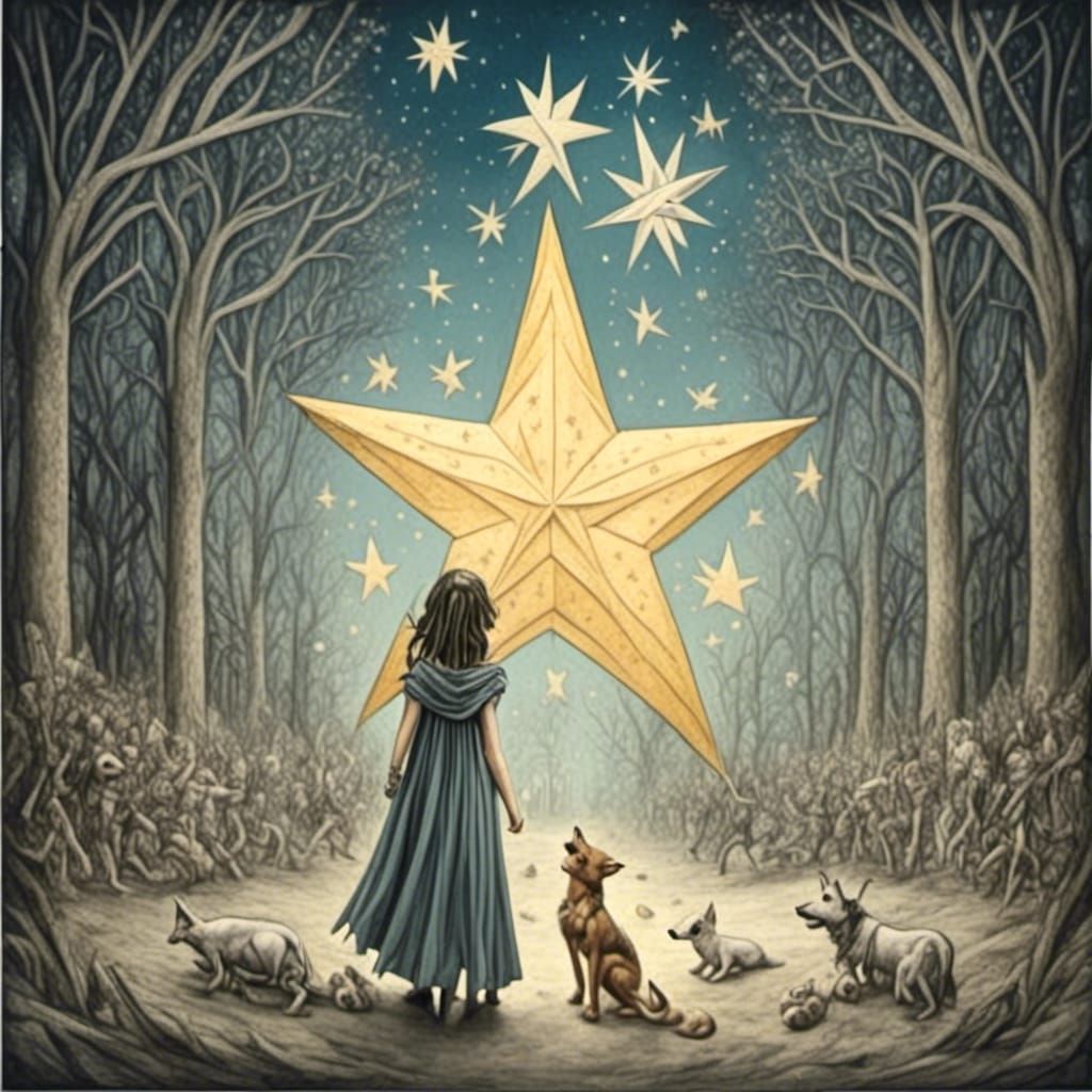 Wishing Star in Fantasy Wonderland Illustration