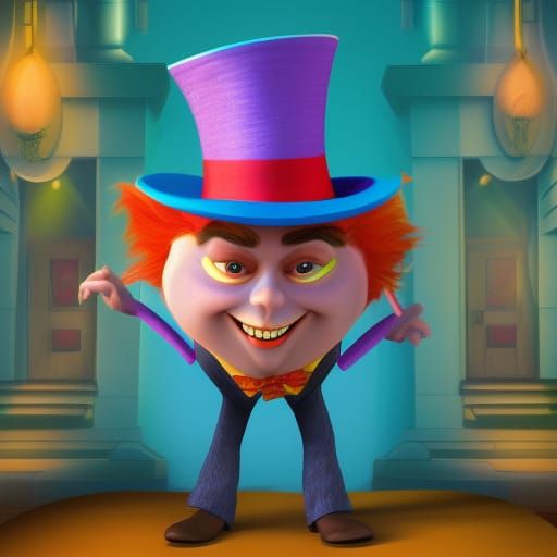Mad Hatter in Pixar Style 3D Render