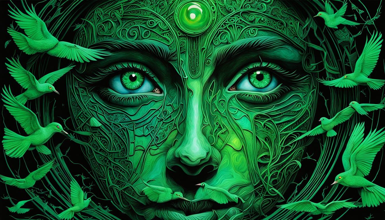 Surreal Fragmented Sculpture in Cyberpunk Aesthetic