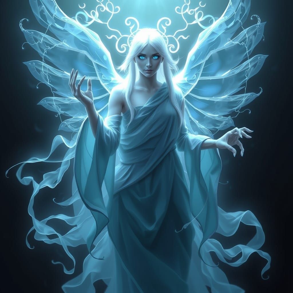 Ethereal Echo Siren with Hypnotic Azure Eyes