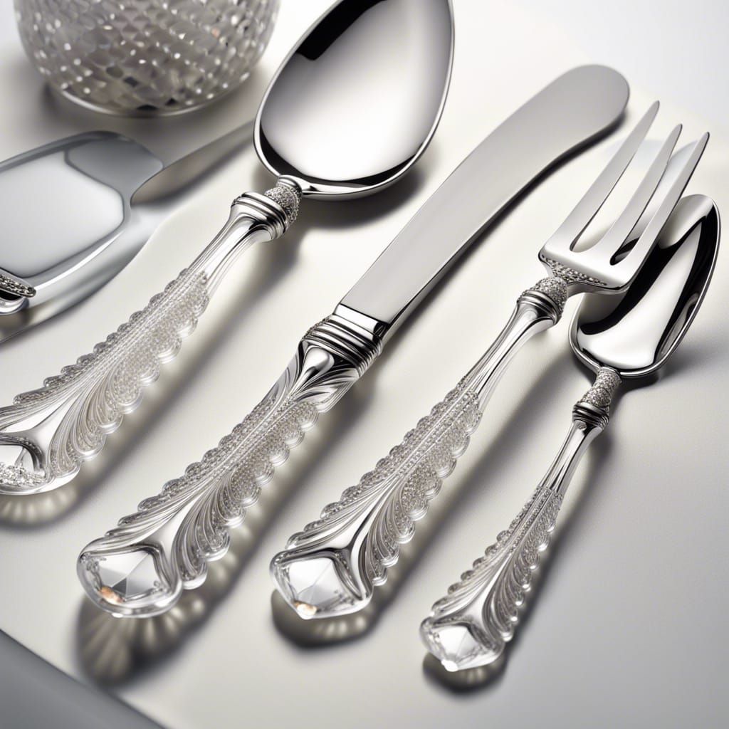 detailed crystal silverware set, breakfast