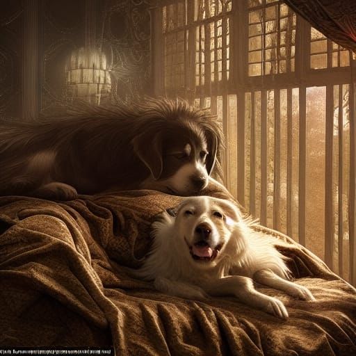 Sleeping Dog in Digital Matte Painting Style