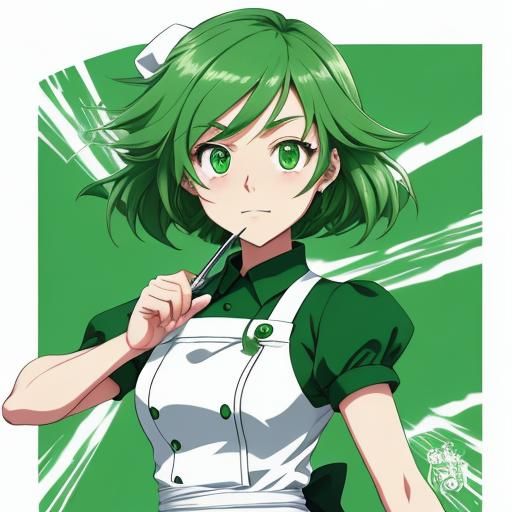 Cute Cartoon Chef Girl in Anime Style