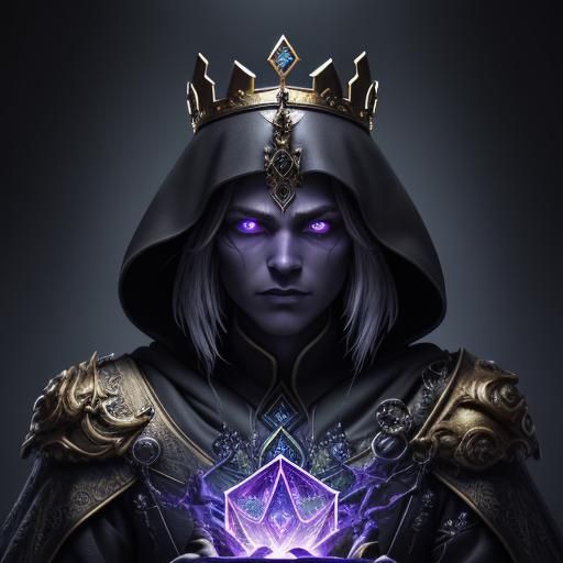 Dark Fantasy Figure Shatters Crowns in Oil Painting