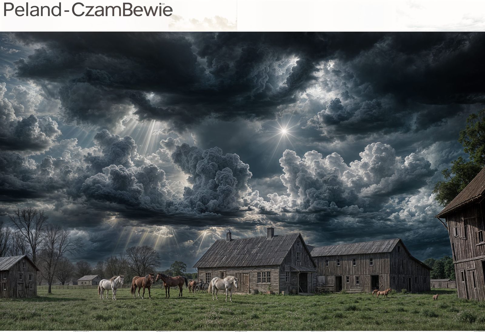 Cyborg in Stormy Weather at Old Farm