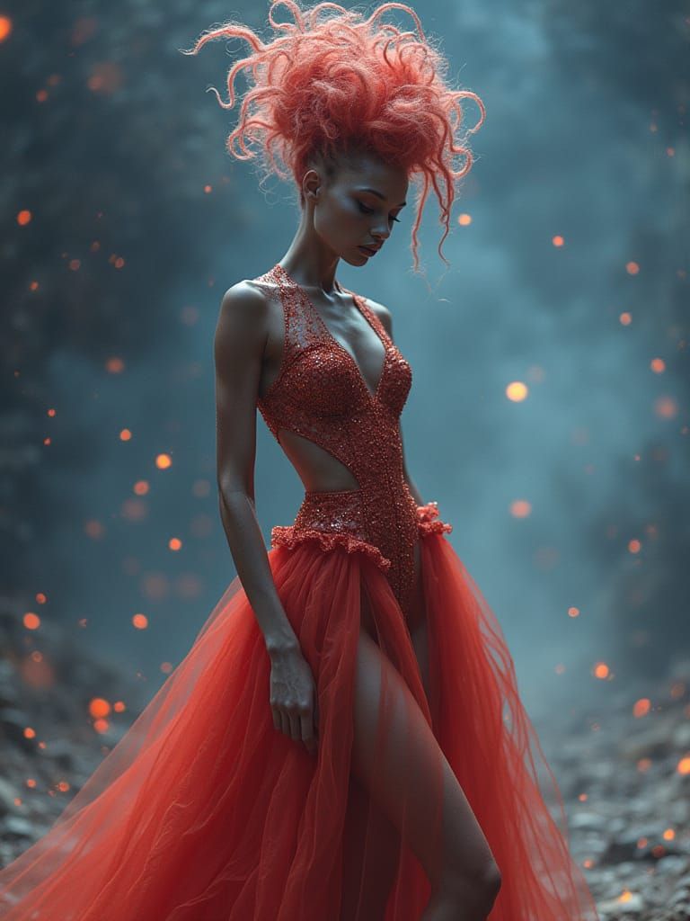 Space-Time Fabric Couture, Flouncing in Colour-Time Shift