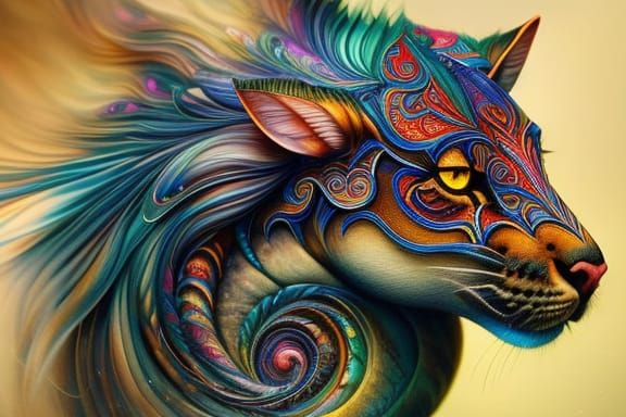 Animal Optical Illusion in Digital Art Nouveau Style