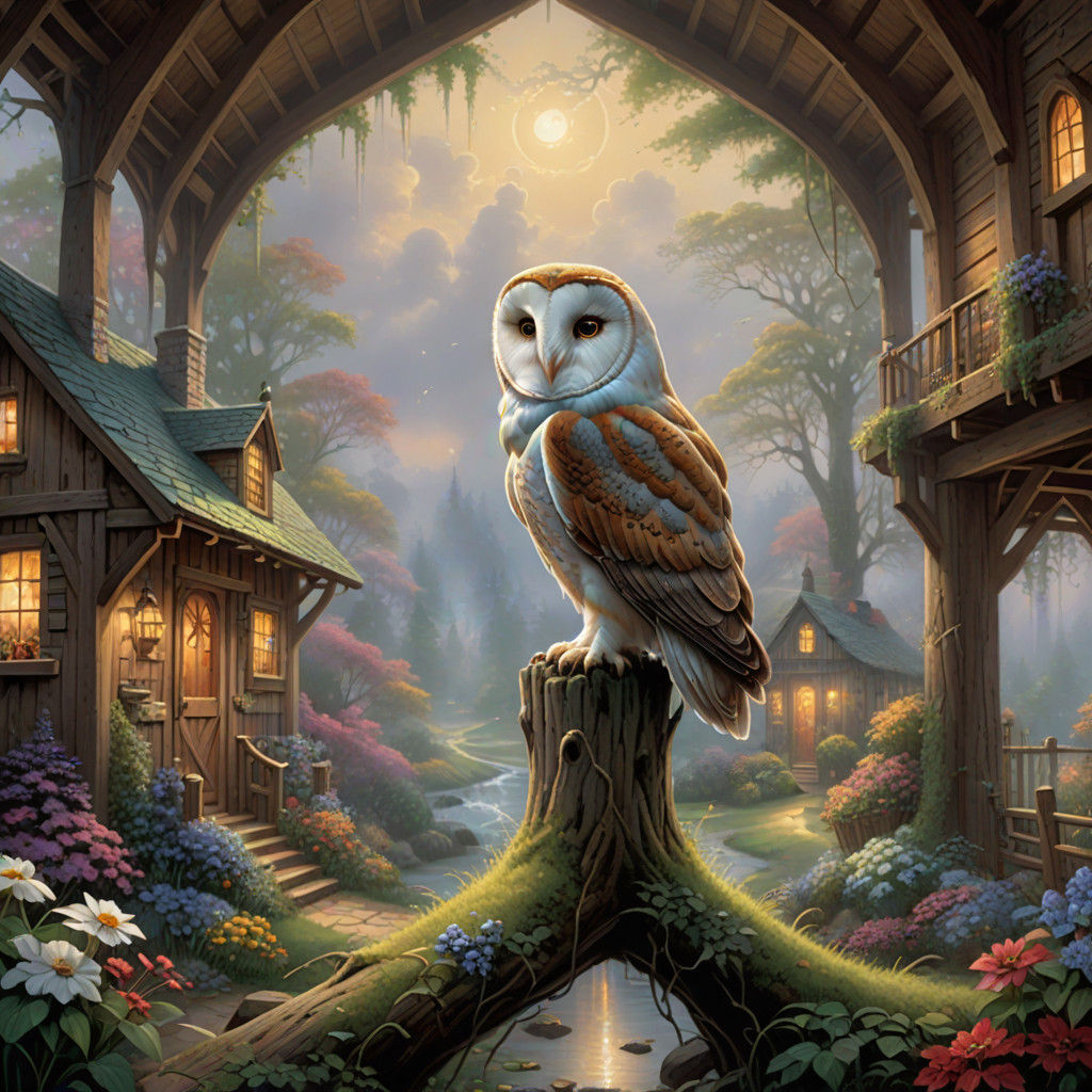A Charming Barn Owl Perched Amidst Woodwork