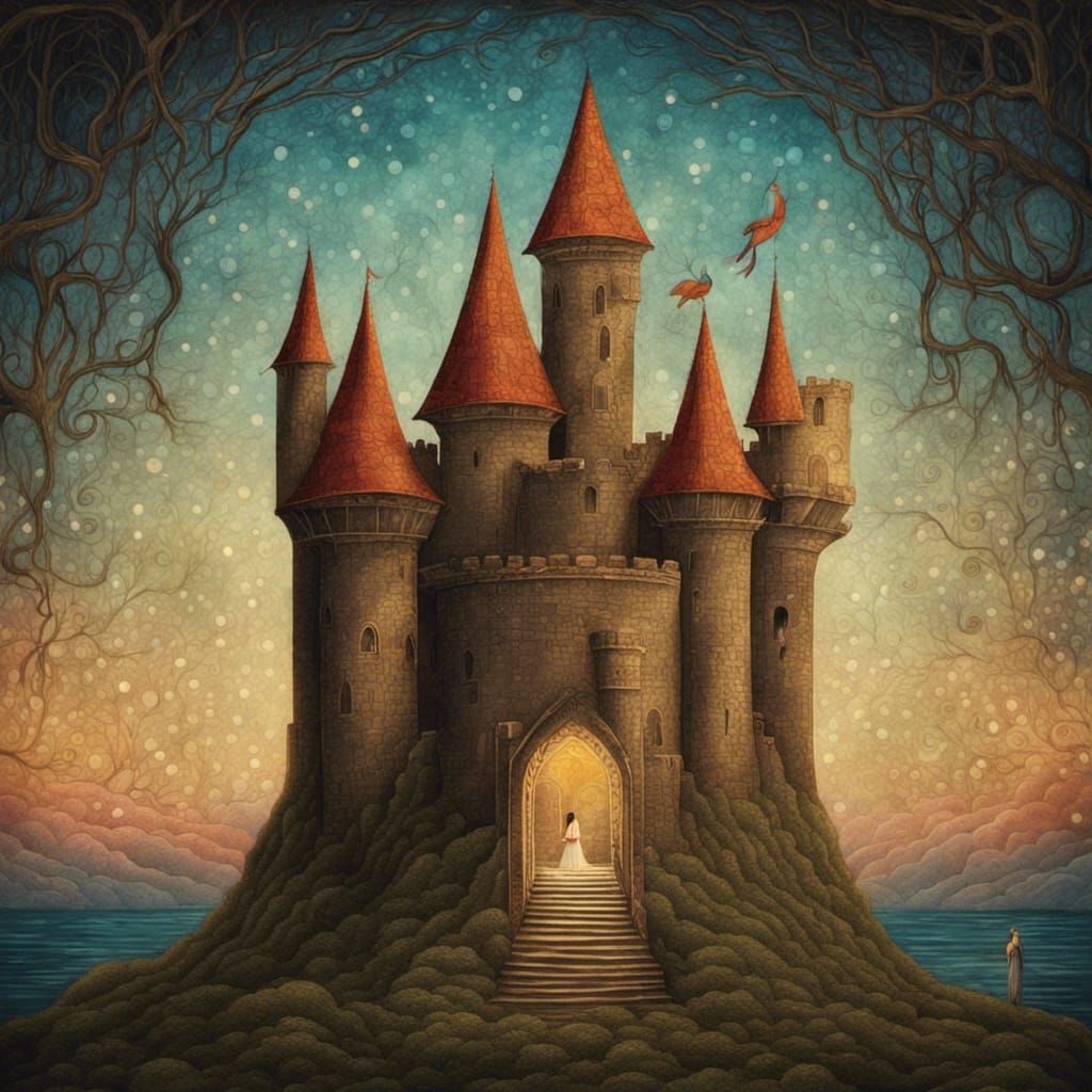 Medieval Princess in Castle Room Illustration