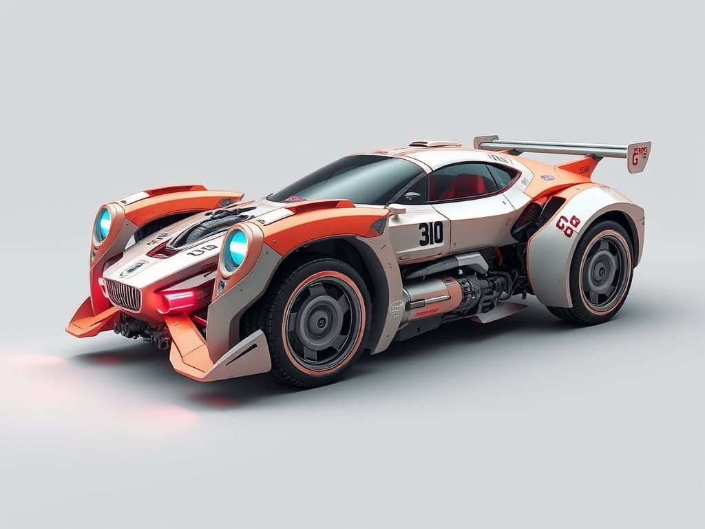 Cyberpunk Mecha Car in Futuristic Japanese Style