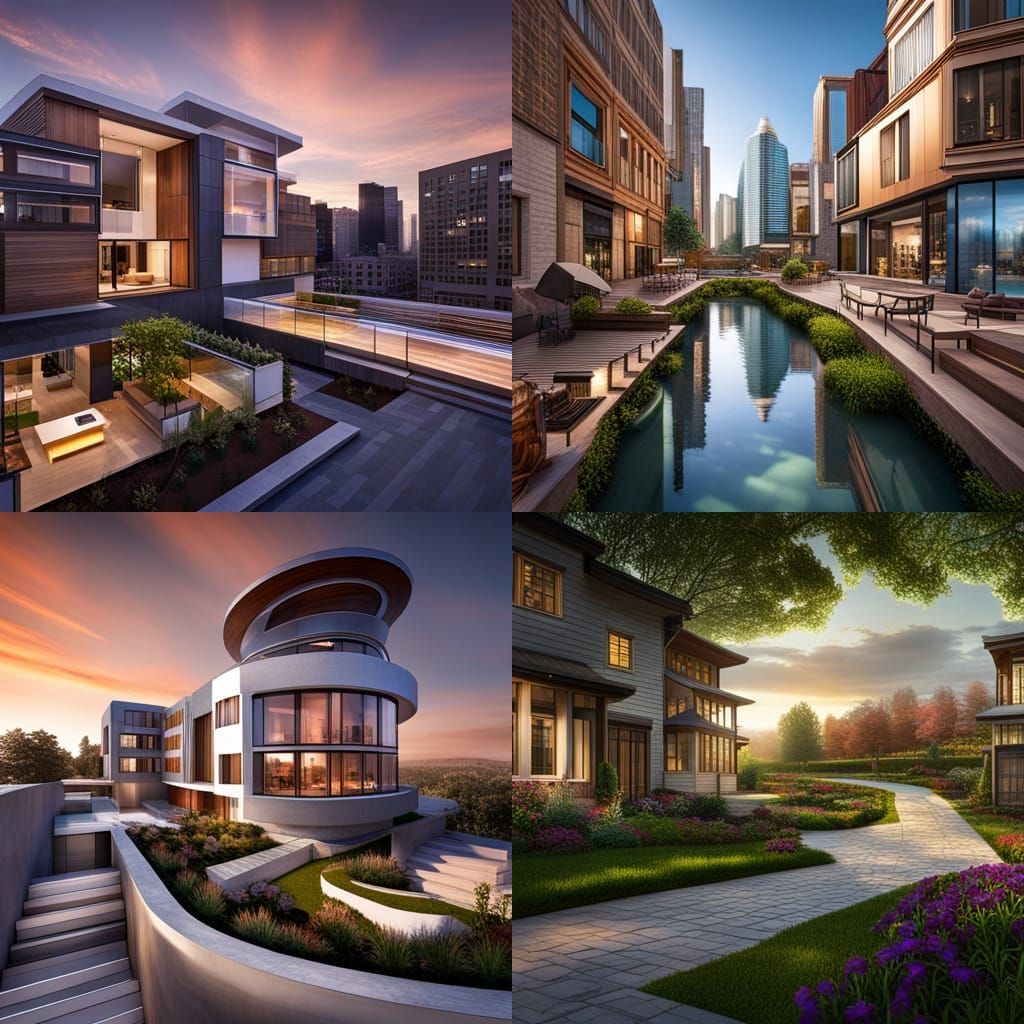 Futuristic Neighborhood Panorama in Photorealistic HDR