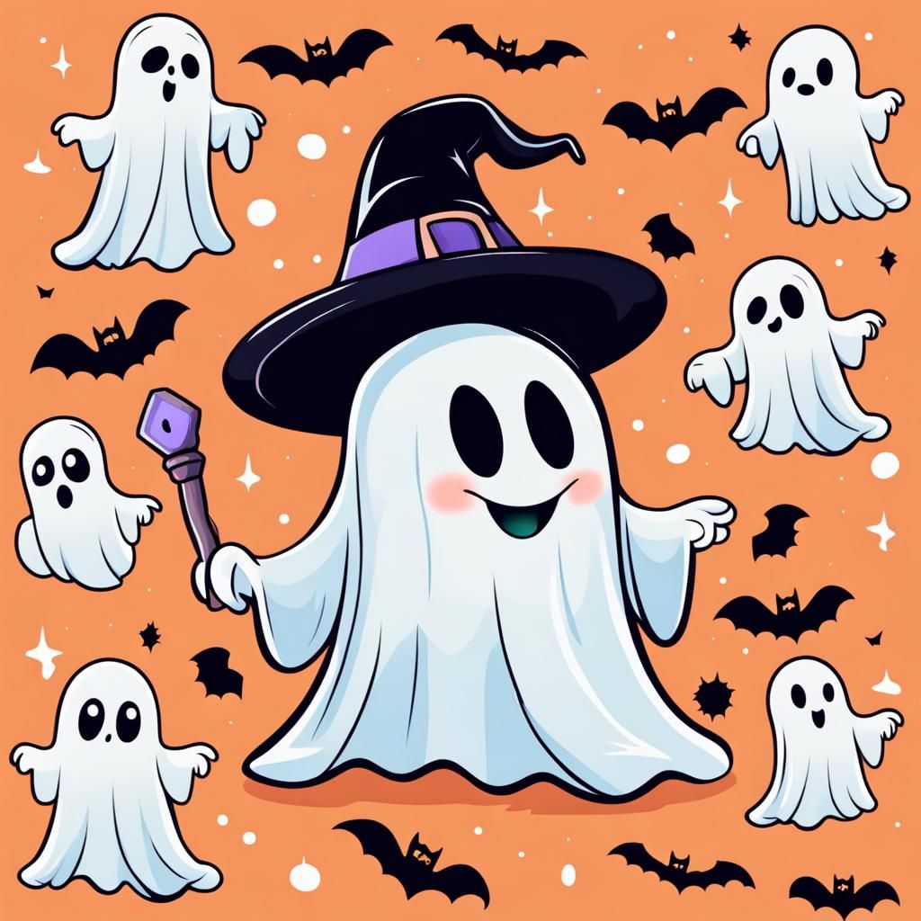 Cute Kawaii Halloween Ghost in Disney Pixar Style